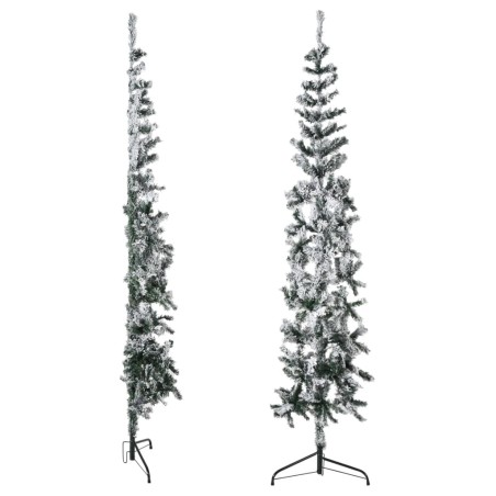 vidaXL Künstlicher Halb-Weihnachtsbaum mit Schnee Schlank 240 cm
