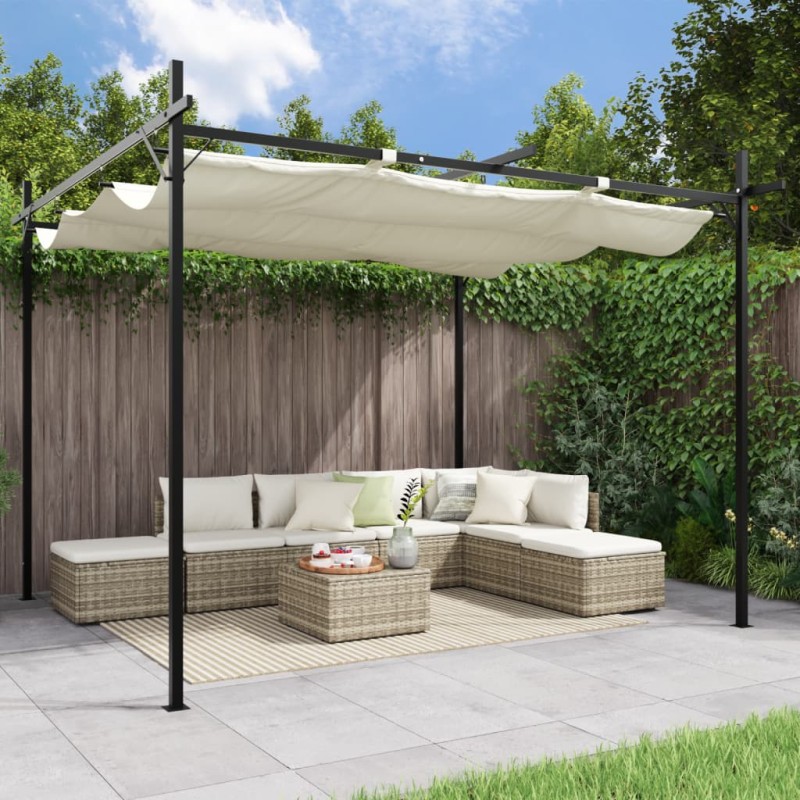 vidaXL Pergola mit Schiebedach Creme 295x292x230 cm vidaXL Pergola mit Schiebedach Creme 295x292x230 cm