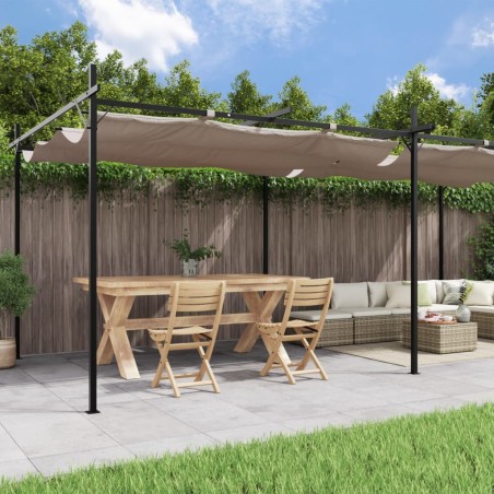 vidaXL Pergola mit Schiebedach Taupe 589x292x230 cm