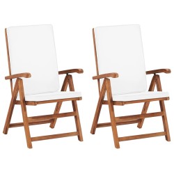 Garten-Liegestühle 2 Stk. mit Auflagen Massivholz Teak