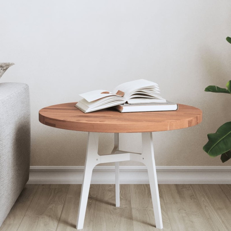 vidaXL Tischplatte Ø50x2,5 cm Rund Massivholz Buche vidaXL Tischplatte Ø50x2,5 cm Rund Massivholz Buche
