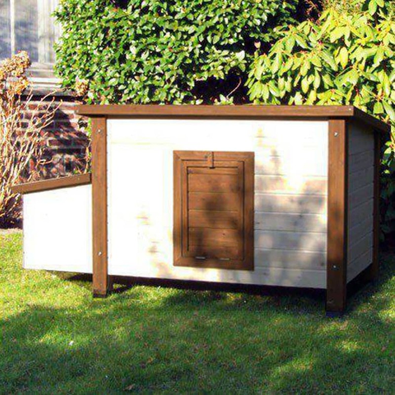 @Pet Hühnerstall Outdoor 136x74,5x75 cm Holz Weiß und Braun @Pet Hühnerstall Outdoor 136x74,5x75 cm Holz Weiß und Braun