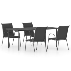 vidaXL 5-tlg. Garten-Essgruppe Stahl Schwarz