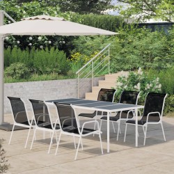 vidaXL 7-tlg. Garten-Essgruppe Stahl Schwarz