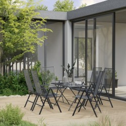 vidaXL 7-tlg. Garten-Essgruppe Stahl Anthrazit 