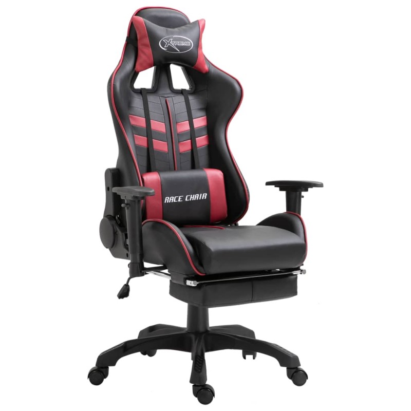 Gaming-Stuhl mit Fußstütze Weinrot Kunstleder Gaming-Stuhl mit Fußstütze Weinrot Kunstleder