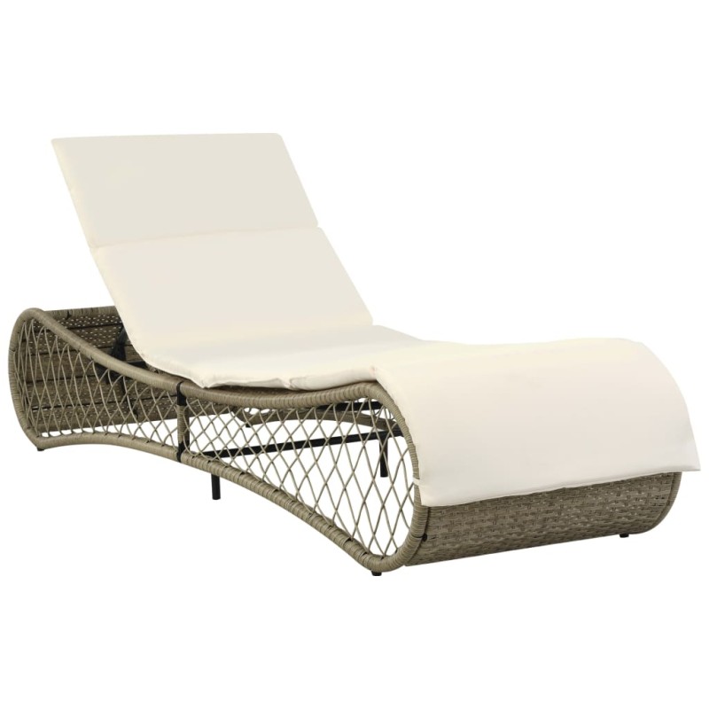 Sonnenliege mit Auflage Poly Rattan Grau Sonnenliege mit Auflage Poly Rattan Grau