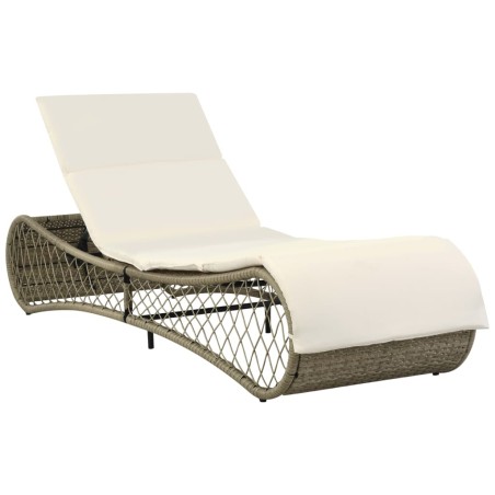 Sonnenliege mit Auflage Poly Rattan Grau