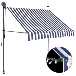 vidaXL Einziehbare Markise Handbetrieben mit LED 100 cm Blau und Weiß