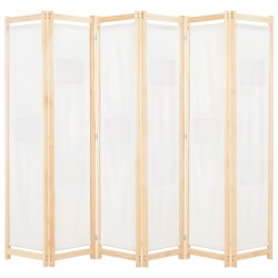 vidaXL 6-teiliger Raumteiler Cremeweiß 240 x 170 x 4 cm Stoff  