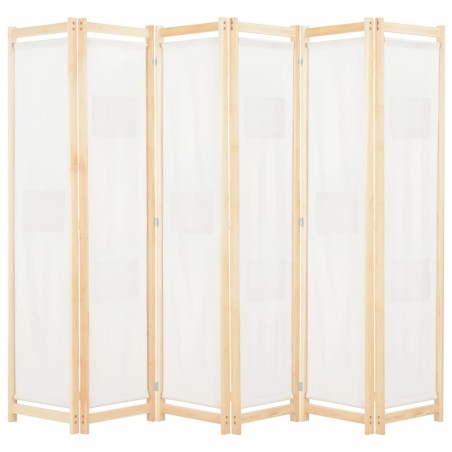 vidaXL 6-teiliger Raumteiler Cremeweiß 240 x 170 x 4 cm Stoff  
