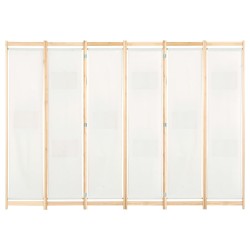 vidaXL 6-teiliger Raumteiler Cremeweiß 240 x 170 x 4 cm Stoff  