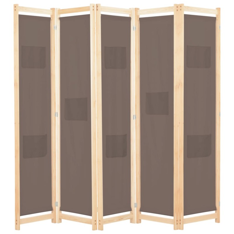 vidaXL 5-teiliger Raumteiler Braun 200 x 170 x 4 cm Stoff vidaXL 5-teiliger Raumteiler Braun 200 x 170 x 4 cm Stoff