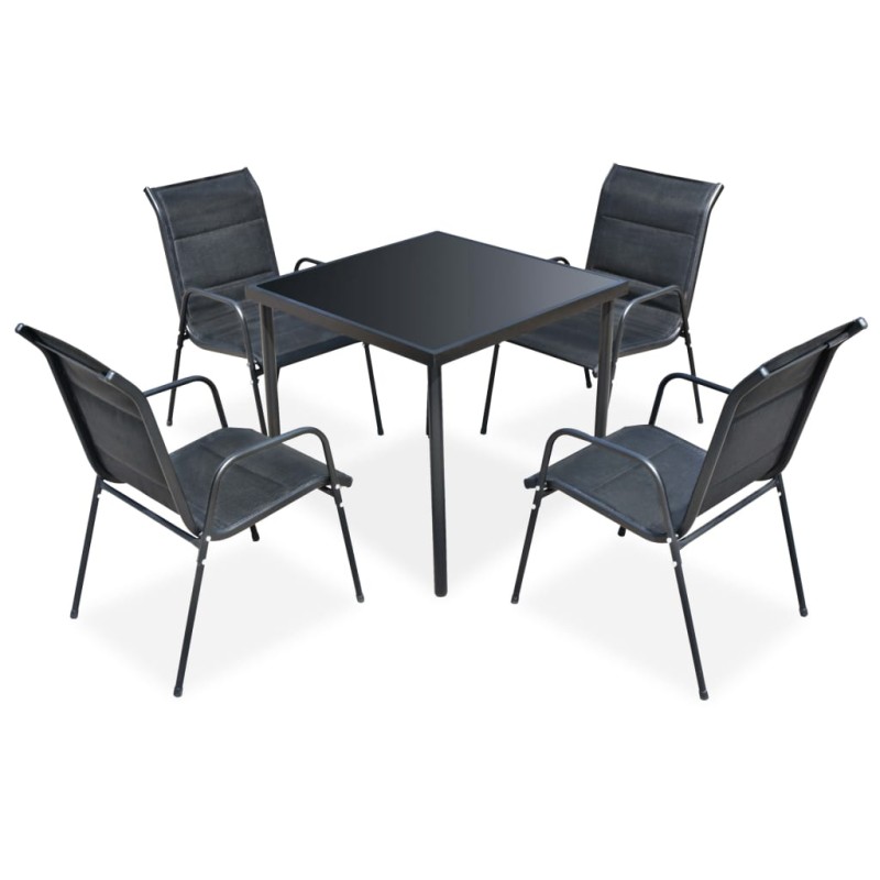 vidaXL 5-tlg. Garten-Essgruppe Stahl Schwarz vidaXL 5-tlg. Garten-Essgruppe Stahl Schwarz
