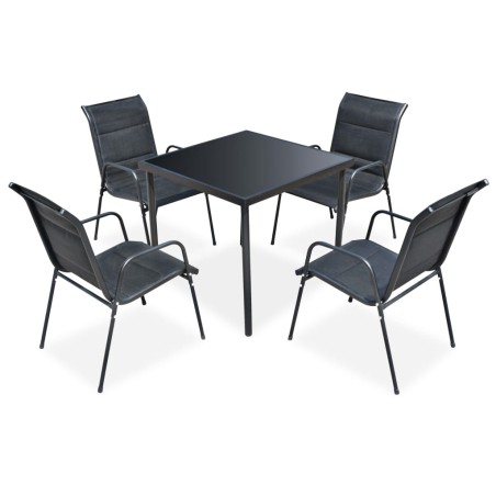 vidaXL 5-tlg. Garten-Essgruppe Stahl Schwarz