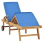 vidaXL Sonnenliege mit Auflage Massivholz Teak Blau vidaXL Sonnenliege mit Auflage Massivholz Teak Blau