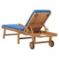 vidaXL Sonnenliege mit Auflage Massivholz Teak Blau vidaXL Sonnenliege mit Auflage Massivholz Teak Blau
