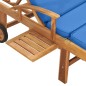 vidaXL Sonnenliege mit Auflage Massivholz Teak Blau vidaXL Sonnenliege mit Auflage Massivholz Teak Blau