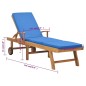 vidaXL Sonnenliege mit Auflage Massivholz Teak Blau vidaXL Sonnenliege mit Auflage Massivholz Teak Blau