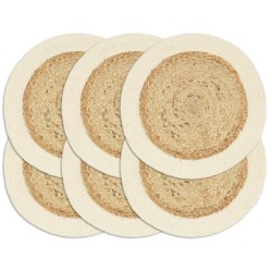vidaXL Tischsets 6 Stk. Natur 38 cm Rund Jute und Baumwolle 