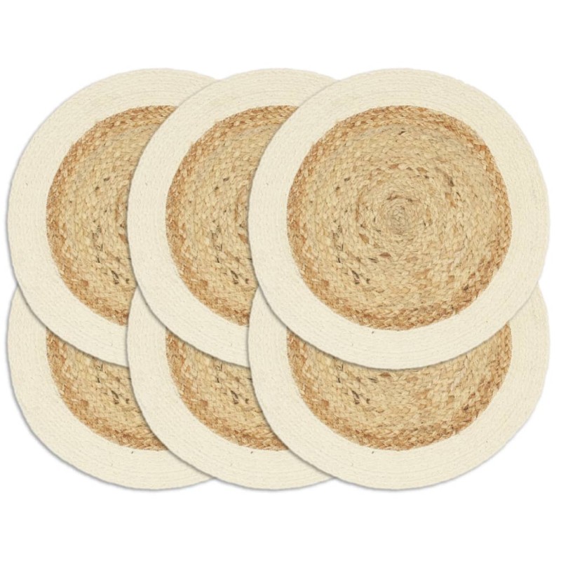vidaXL Tischsets 6 Stk. Natur 38 cm Rund Jute und Baumwolle vidaXL Tischsets 6 Stk. Natur 38 cm Rund Jute und Baumwolle