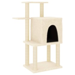 vidaXL Kratzbaum mit Sisal-Kratzsäulen Creme 97 cm