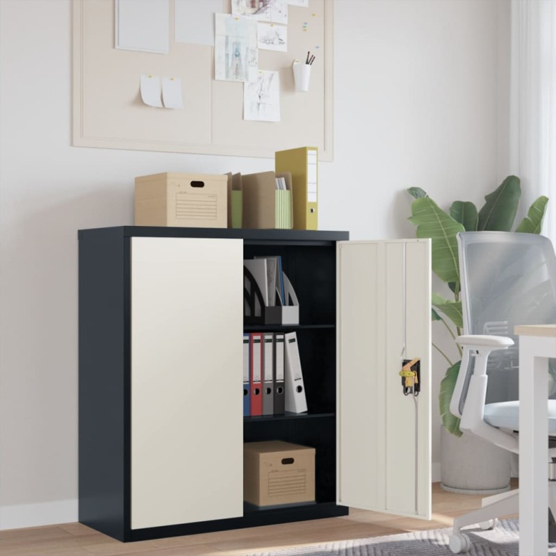 vidaXL Aktenschrank Anthrazit und Weiß 90x40x105 cm Stahl vidaXL Aktenschrank Anthrazit und Weiß 90x40x105 cm Stahl