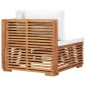 Garten-Ecksofa mit Cremeweißer Auflage Massivholz Teak Garten-Ecksofa mit Cremeweißer Auflage Massivholz Teak