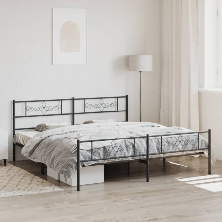 vidaXL Bettgestell mit Kopf- und Fußteil Metall Schwarz 193x203 cm