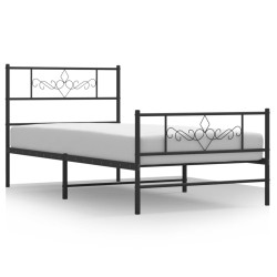vidaXL Bettgestell mit Kopf- und Fußteil Metall Schwarz 100x190 cm