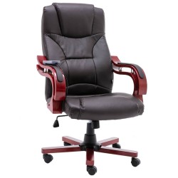 Massage-Bürostuhl Braun Echtleder