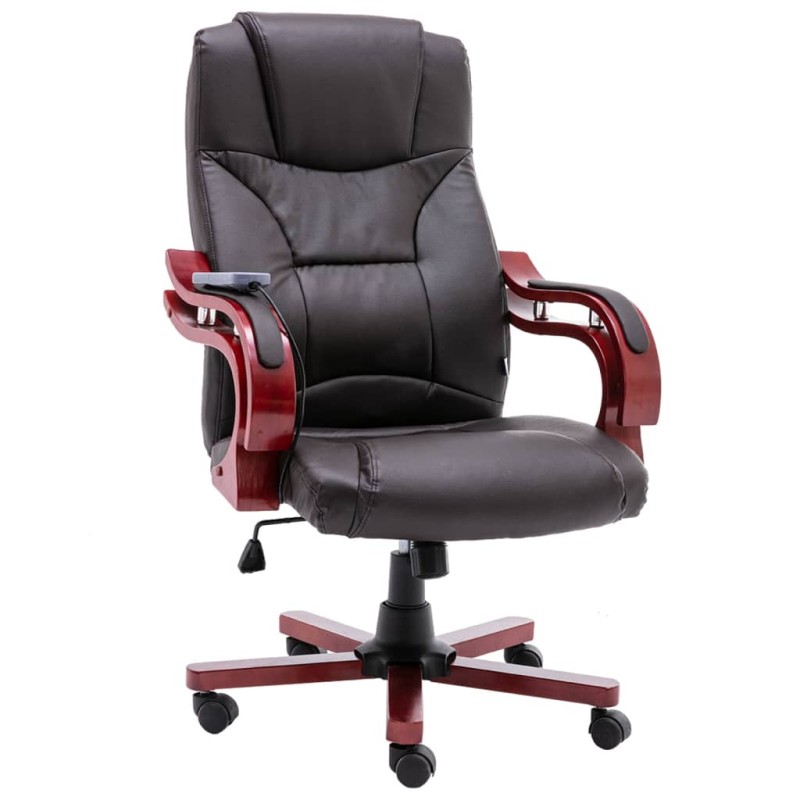 Massage-Bürostuhl Braun Echtleder Massage-Bürostuhl Braun Echtleder