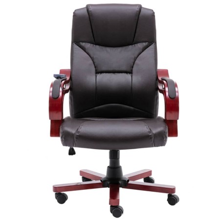 Massage-Bürostuhl Braun Echtleder