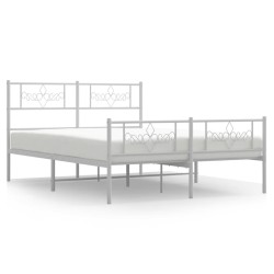 vidaXL Bettgestell mit Kopf- und Fußteil Metall Weiß 140x200 cm