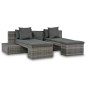 4-tlg. Garten-Sofagarnitur mit Kissen Grau Poly Rattan 4-tlg. Garten-Sofagarnitur mit Kissen Grau Poly Rattan