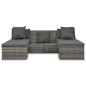 4-tlg. Garten-Sofagarnitur mit Kissen Grau Poly Rattan 4-tlg. Garten-Sofagarnitur mit Kissen Grau Poly Rattan