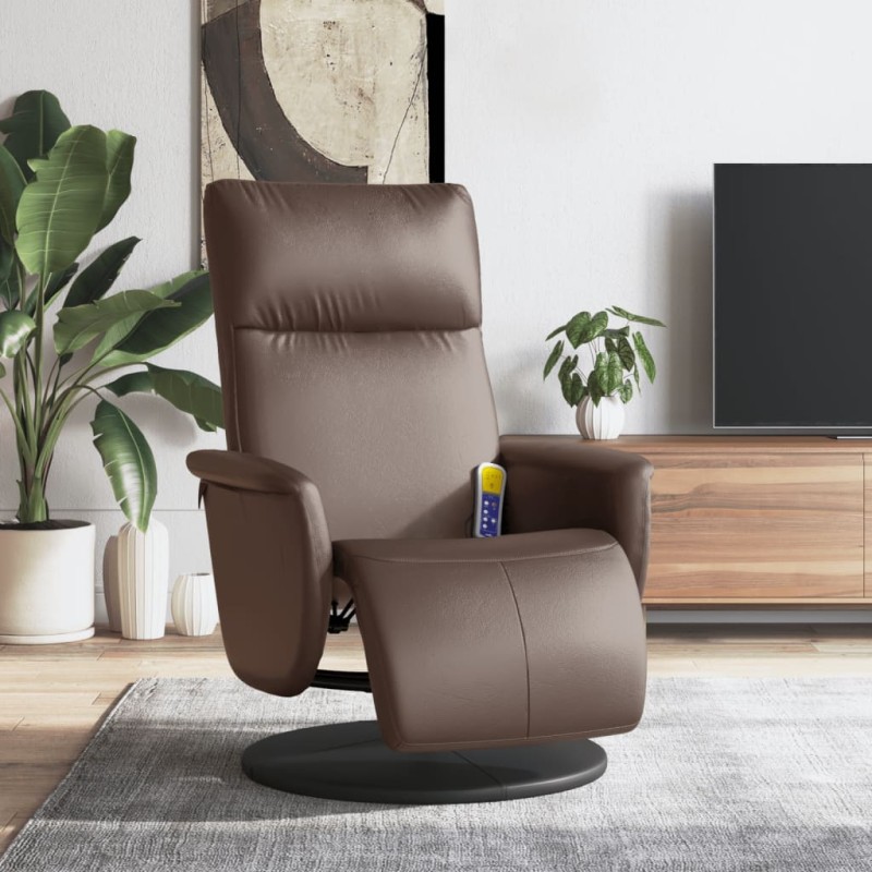 vidaXL Massagesessel mit Fußteil Braun Kunstleder vidaXL Massagesessel mit Fußteil Braun Kunstleder