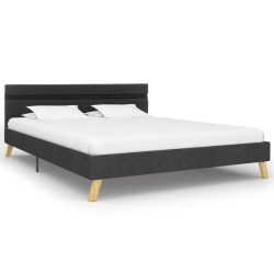 Bettgestell mit LED Dunkelgrau Stoff 120×200 cm