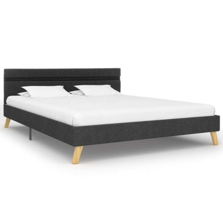 Bettgestell mit LED Dunkelgrau Stoff 120×200 cm