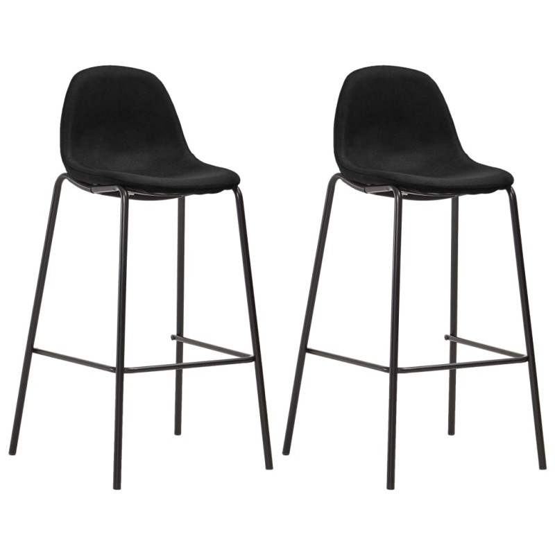 Barhocker 2 Stk. Schwarz Stoff Barhocker 2 Stk. Schwarz Stoff
