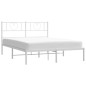 vidaXL Bettgestell mit Kopfteil Metall Weiß 160x200 cm vidaXL Bettgestell mit Kopfteil Metall Weiß 160x200 cm