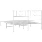 vidaXL Bettgestell mit Kopfteil Metall Weiß 160x200 cm vidaXL Bettgestell mit Kopfteil Metall Weiß 160x200 cm