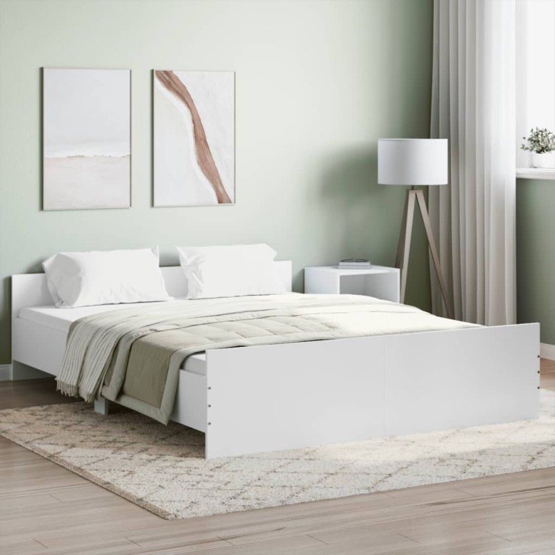 vidaXL Bettgestell mit Kopf- und Fußteil Weiß 140x200 cm vidaXL Bettgestell mit Kopf- und Fußteil Weiß 140x200 cm