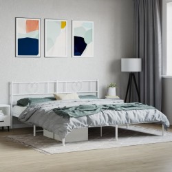 vidaXL Bettgestell mit Kopfteil Metall Weiß 183x213 cm