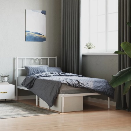 vidaXL Bettgestell mit Kopfteil Metall Weiß 107x203 cm