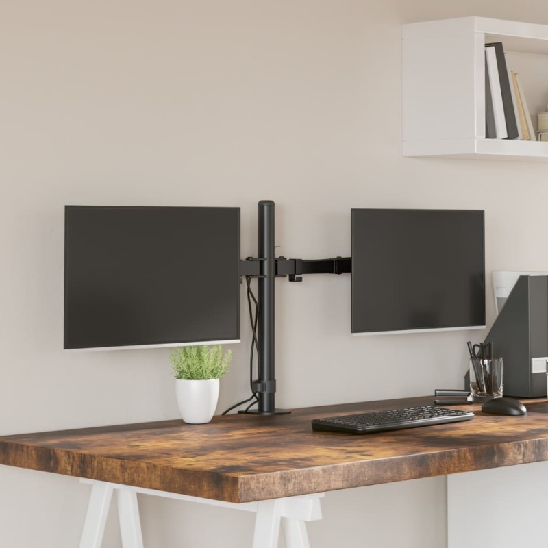 vidaXL Tischhalterung für 2 Monitore Schwarz Stahl VESA 75/100 mm vidaXL Tischhalterung für 2 Monitore Schwarz Stahl VESA 75/100 mm