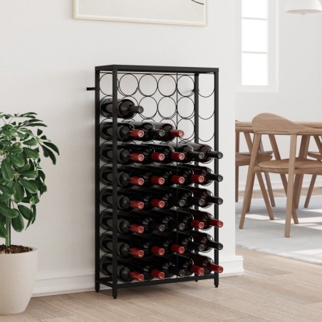 vidaXL Weinregal für 45 Flaschen Schwarz 54x18x100 cm Schmiedeeisen