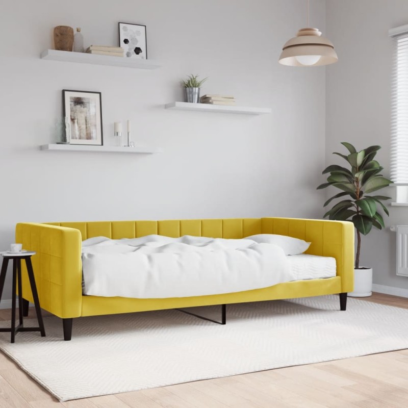 vidaXL Tagesbett mit Matratze Gelb 100x200 cm Samt vidaXL Tagesbett mit Matratze Gelb 100x200 cm Samt