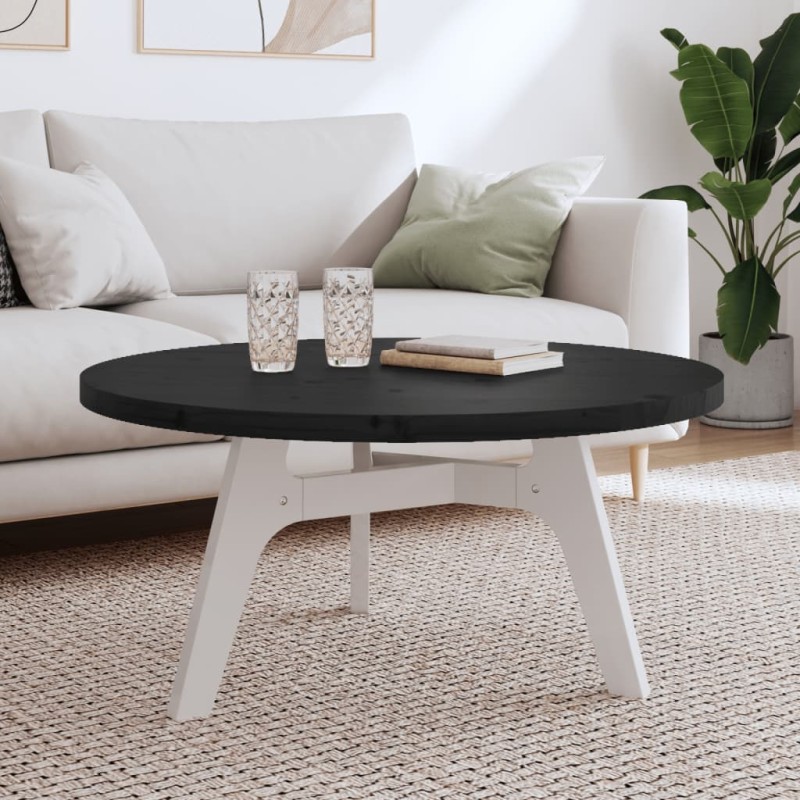 vidaXL Tischplatte Rund Schwarz Ø90x3 cm Massivholz Kiefer vidaXL Tischplatte Rund Schwarz Ø90x3 cm Massivholz Kiefer