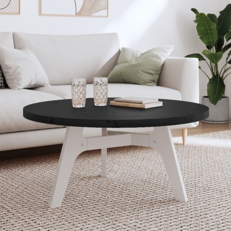 vidaXL Tischplatte Rund Schwarz Ø90x3 cm Massivholz Kiefer
